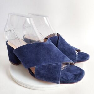 Vince Camuto Navy Suede Block Heel Sandals